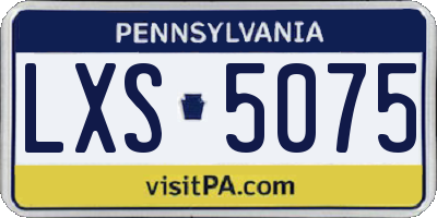 PA license plate LXS5075