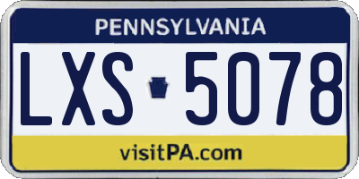 PA license plate LXS5078