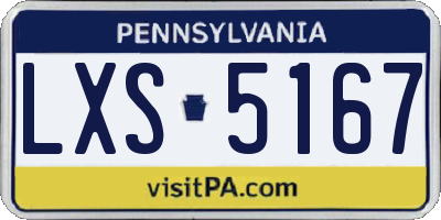 PA license plate LXS5167