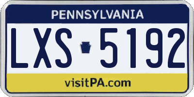 PA license plate LXS5192