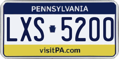 PA license plate LXS5200