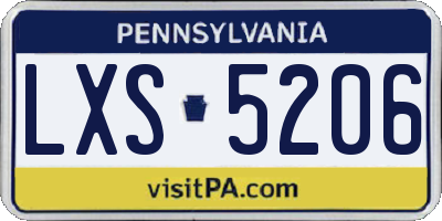 PA license plate LXS5206