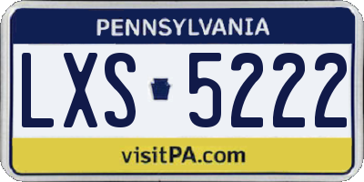 PA license plate LXS5222