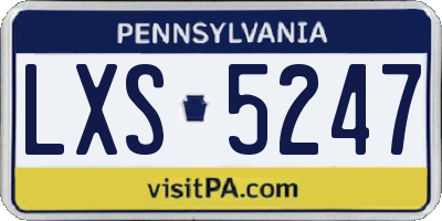 PA license plate LXS5247