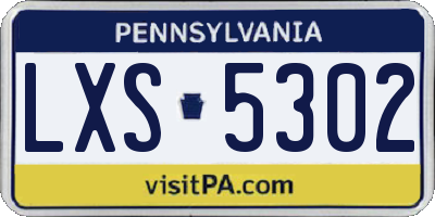 PA license plate LXS5302