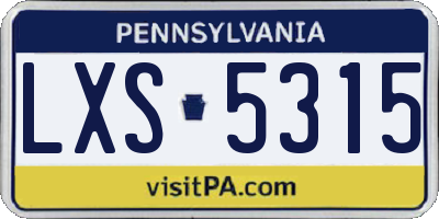 PA license plate LXS5315