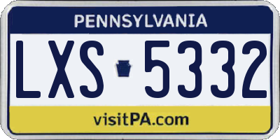 PA license plate LXS5332