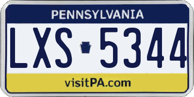 PA license plate LXS5344