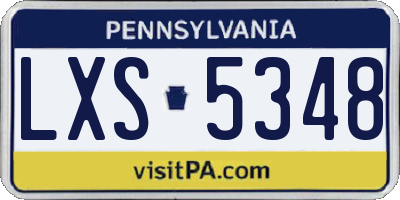 PA license plate LXS5348