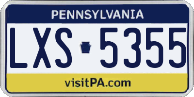 PA license plate LXS5355