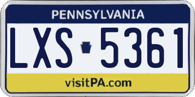 PA license plate LXS5361