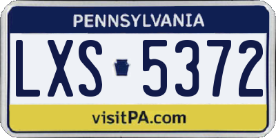 PA license plate LXS5372