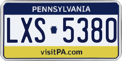 PA license plate LXS5380