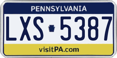 PA license plate LXS5387
