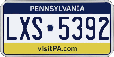 PA license plate LXS5392