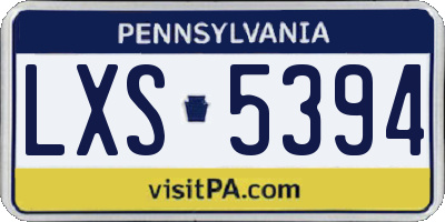 PA license plate LXS5394