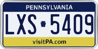 PA license plate LXS5409