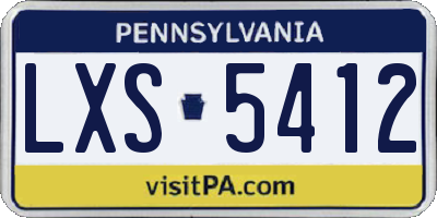 PA license plate LXS5412