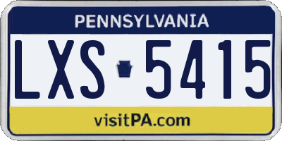 PA license plate LXS5415