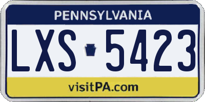 PA license plate LXS5423