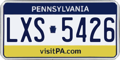 PA license plate LXS5426