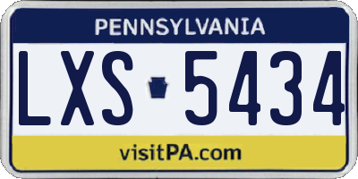 PA license plate LXS5434