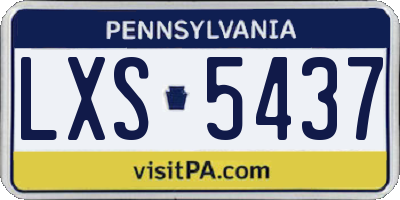 PA license plate LXS5437