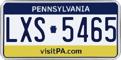 PA license plate LXS5465