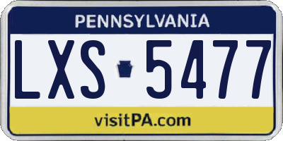 PA license plate LXS5477