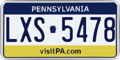 PA license plate LXS5478