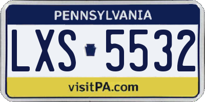 PA license plate LXS5532