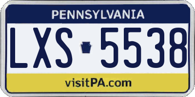 PA license plate LXS5538