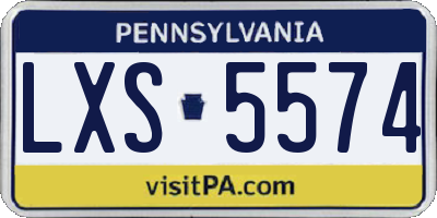 PA license plate LXS5574