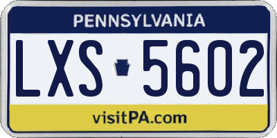 PA license plate LXS5602