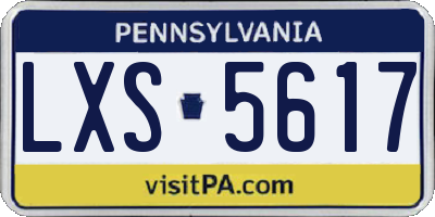 PA license plate LXS5617