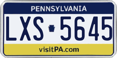 PA license plate LXS5645