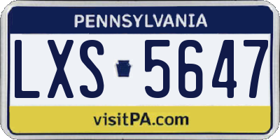 PA license plate LXS5647