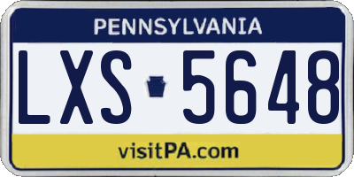 PA license plate LXS5648