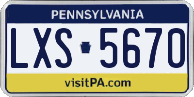 PA license plate LXS5670
