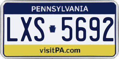 PA license plate LXS5692
