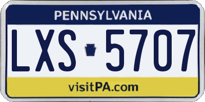 PA license plate LXS5707