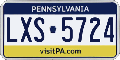PA license plate LXS5724