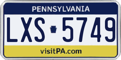 PA license plate LXS5749