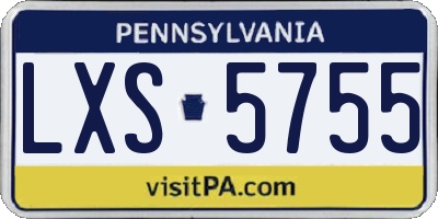 PA license plate LXS5755