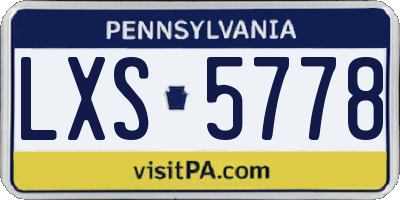PA license plate LXS5778