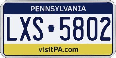 PA license plate LXS5802