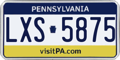 PA license plate LXS5875