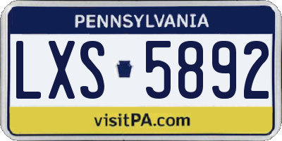 PA license plate LXS5892