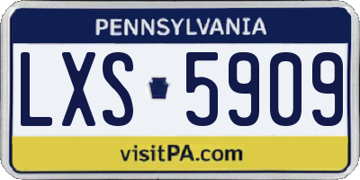 PA license plate LXS5909