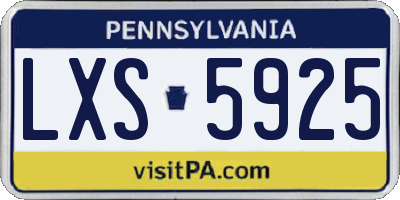 PA license plate LXS5925